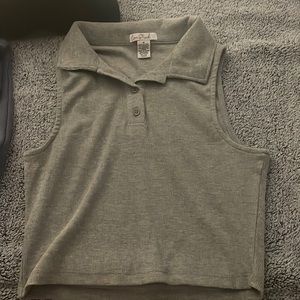 cropped collared button up tank top from love streak